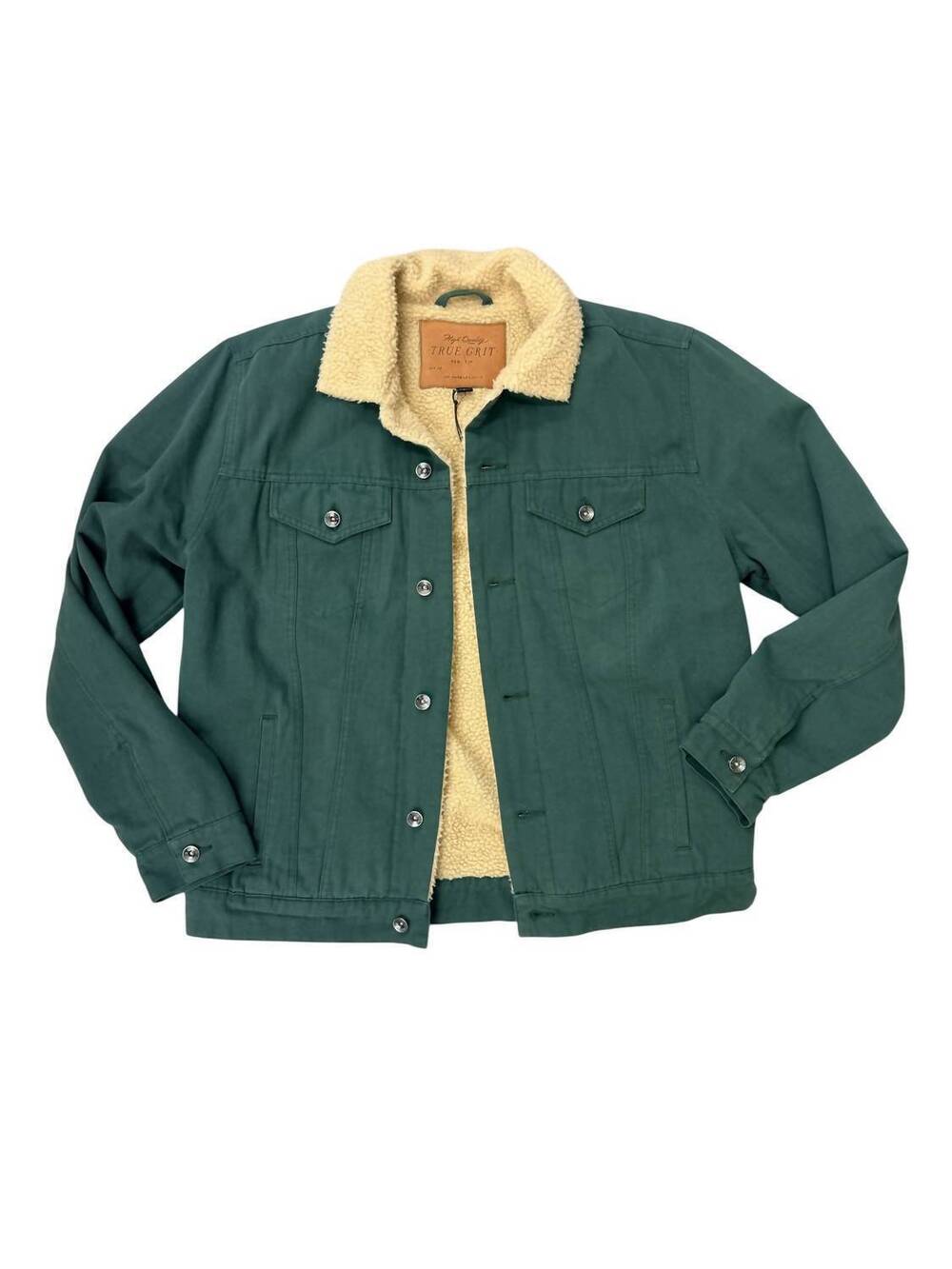 NEW TRUE GRIT men's alpine fleece trucker jacket in green